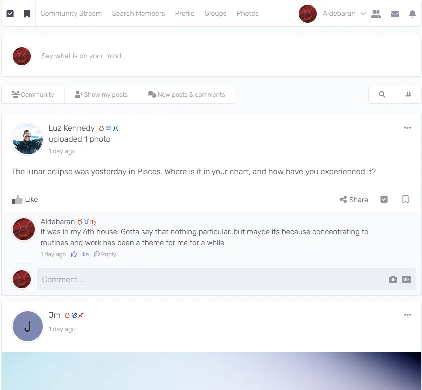 Astrodune Connections Activity Stream