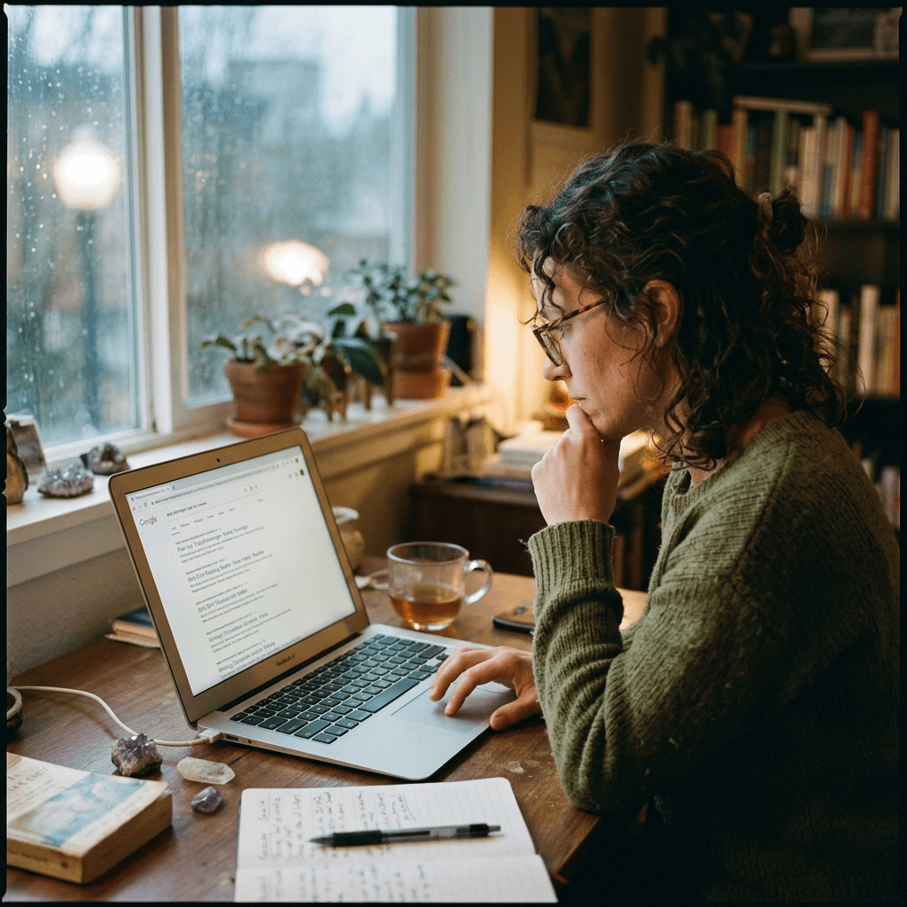 Woman searching for astrologer